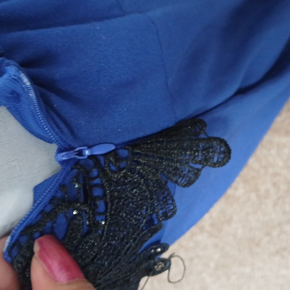 Blue sparkling lace top skirt size small - Picture 5 of 13